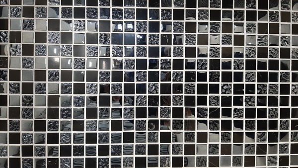 BLACK MARBLE AND GLASS MOSAIC