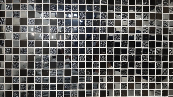 WG-01 MOSAIC 30X30 BLACK MARBLE SILVER GLASS